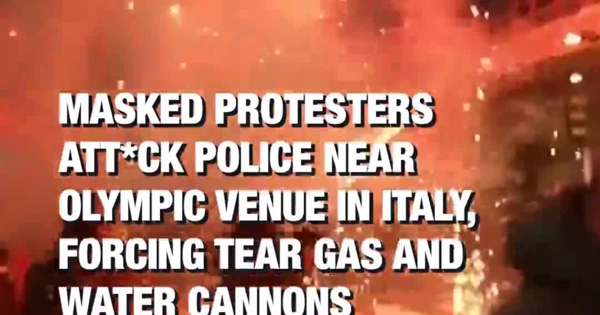 Masked Protesters Att*ck Police Near Olympic Venue in Italy, Forcing Tear Gas and Water Cannons