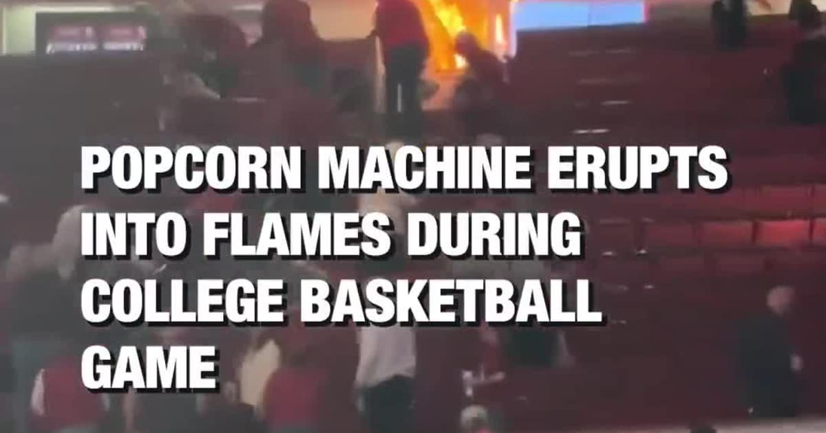 Popcorn Machine Erupts Into Flames During College Basketball Game ...