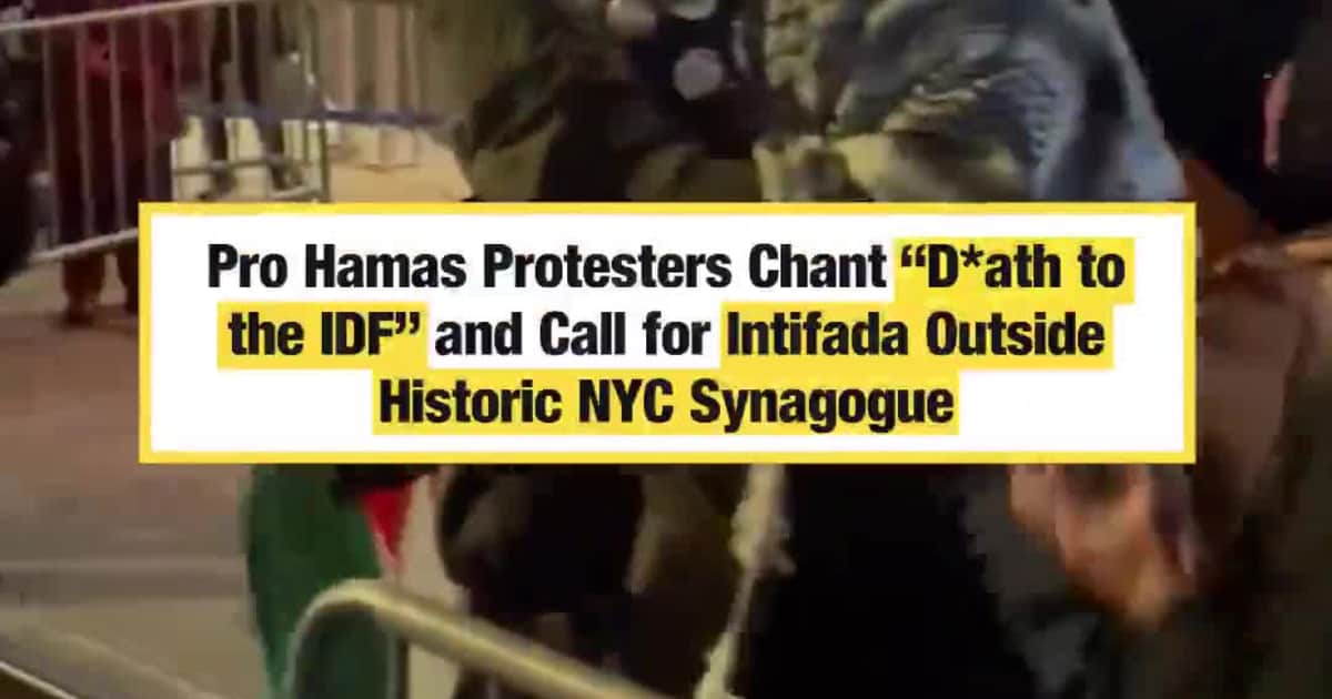 Pro Hamas Protesters Chant “Death to the IDF” and Call for Intifada Outside Historic NYC Synagogue