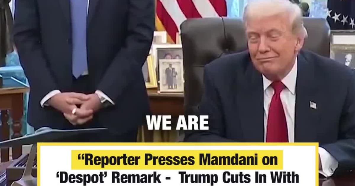 Reporter Presses Mamdani on ‘Despot’ Remark -  Trump Cuts In With a Laugh