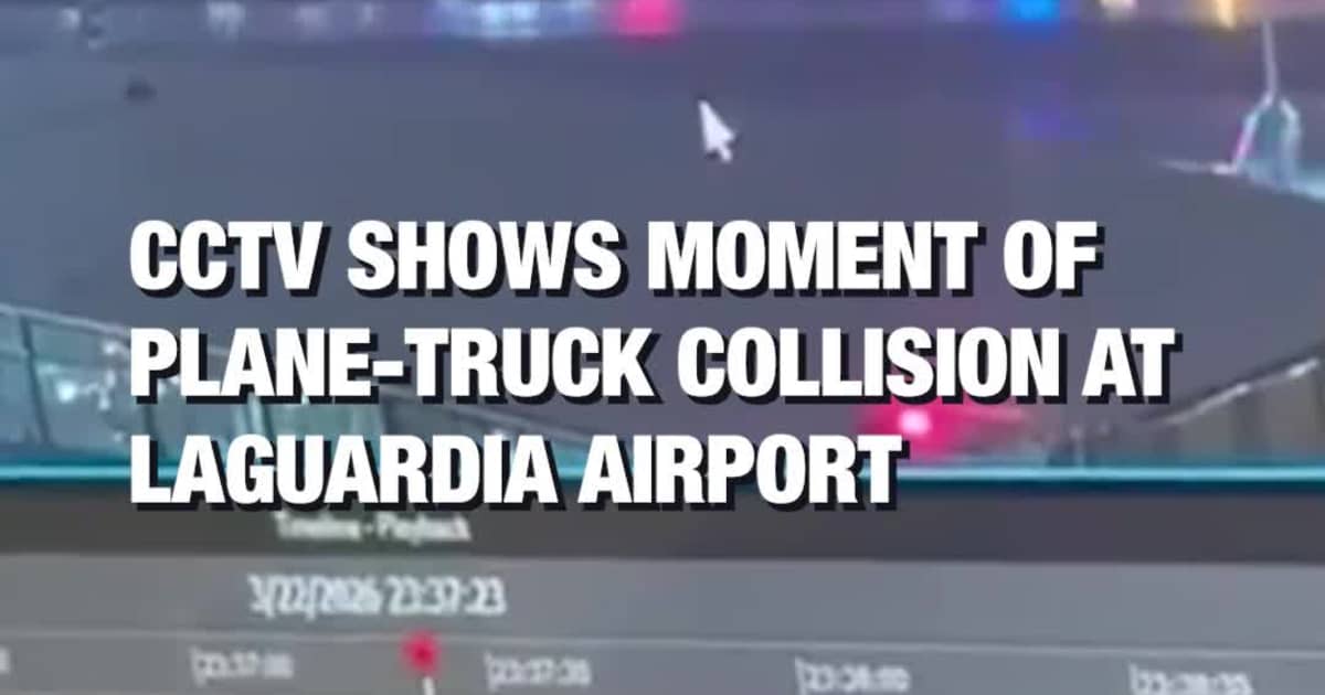 CCTV Shows Moment of Plane-Truck Collision at LaGuardia Airport