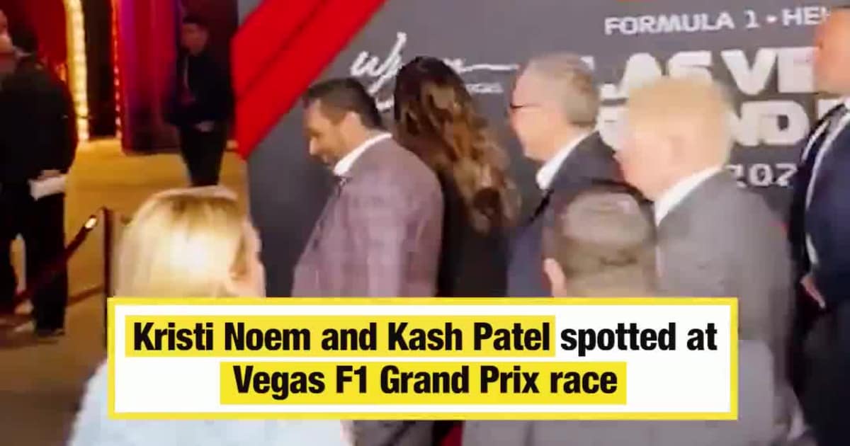 Kristi Noem and Kash Patel spotted at Vegas F1 Grand Prix race