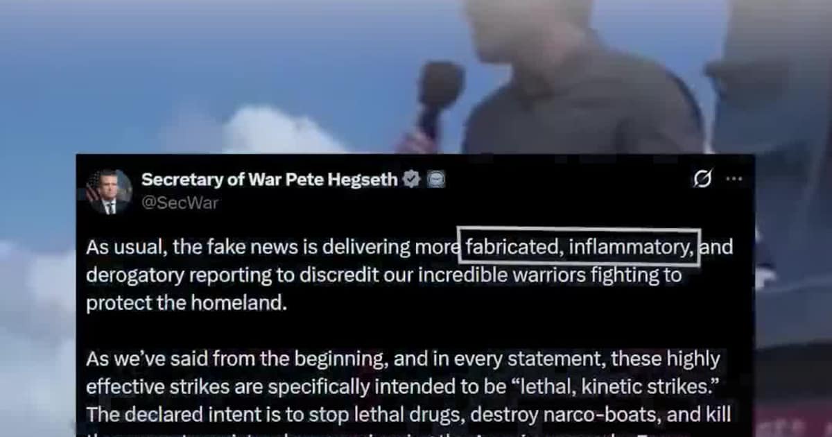 Pete Hegseth Calls Strike Reports “Fabricated” and “Inflammatory”