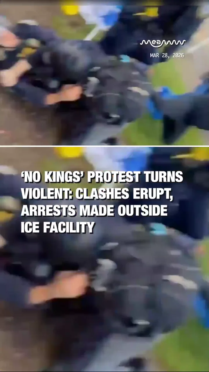 ‘No Kings’ Protest Turns Violent: Clashes Erupt, Arrests Made Outside ICE Facility