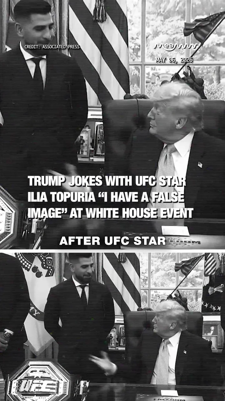 Trump Jokes With UFC Star Ilia Topuria “I Have a False Image” at White House Event