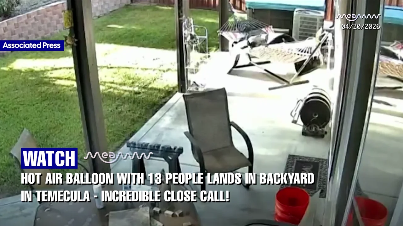 FULL COVERAGE - Hot Air Balloon with 13 People Lands in Backyard in Temecula , Incredible Close Call!