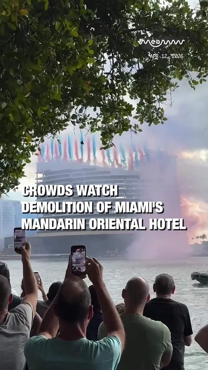 Crowds Watch Demolition of Miami's Mandarin Oriental Hotel