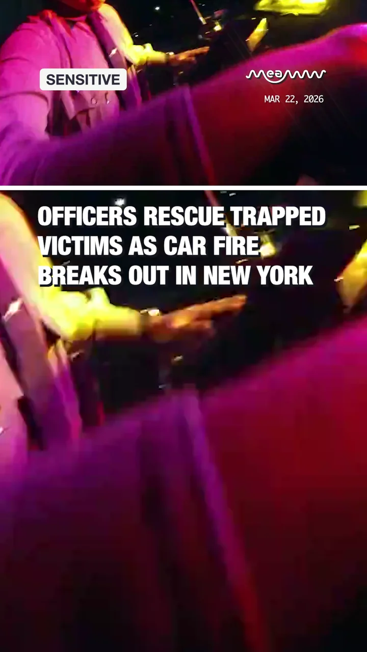 Officers Rescue Trapped Victims as Car Fire Breaks Out in New York