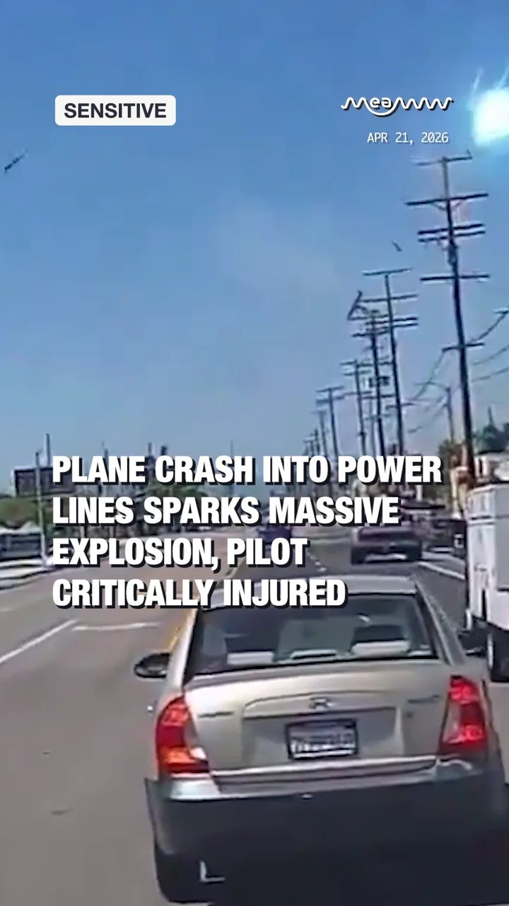 Plane Crash Into Power Lines Sparks Massive Explosion, Pilot Critically Injured