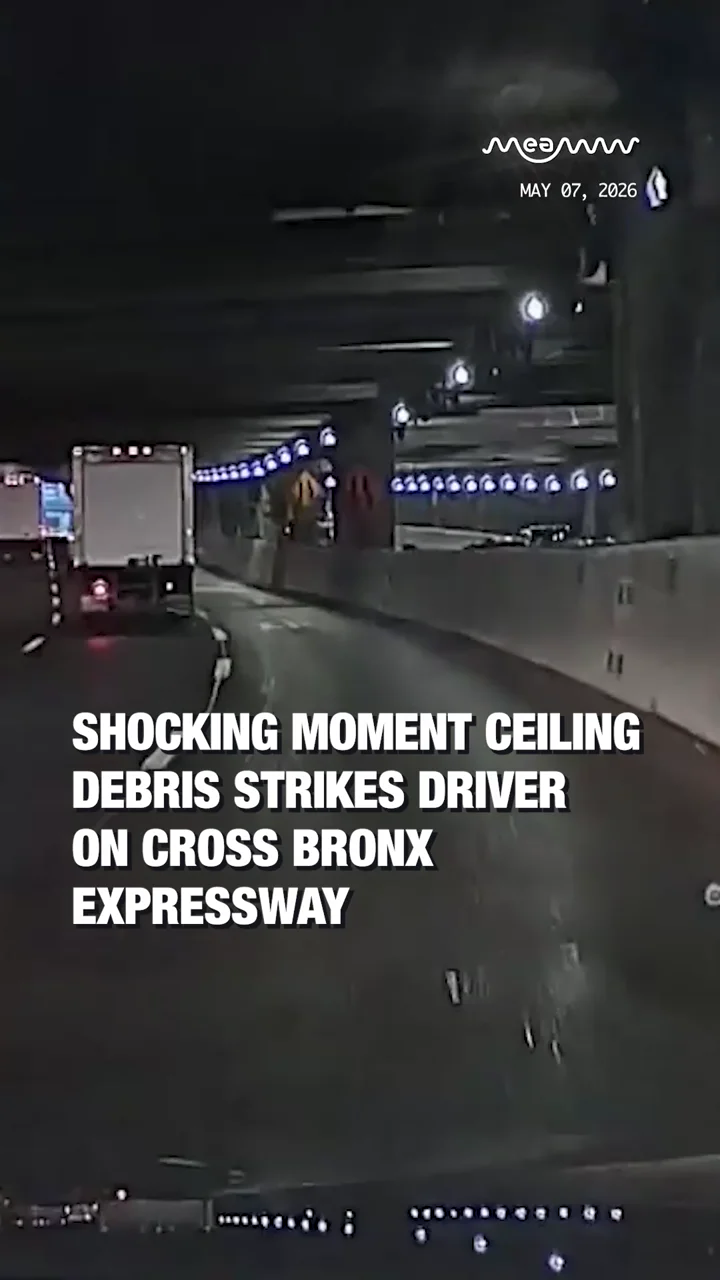 Shocking Moment Ceiling Debris Strikes Driver on Cross Bronx Expressway