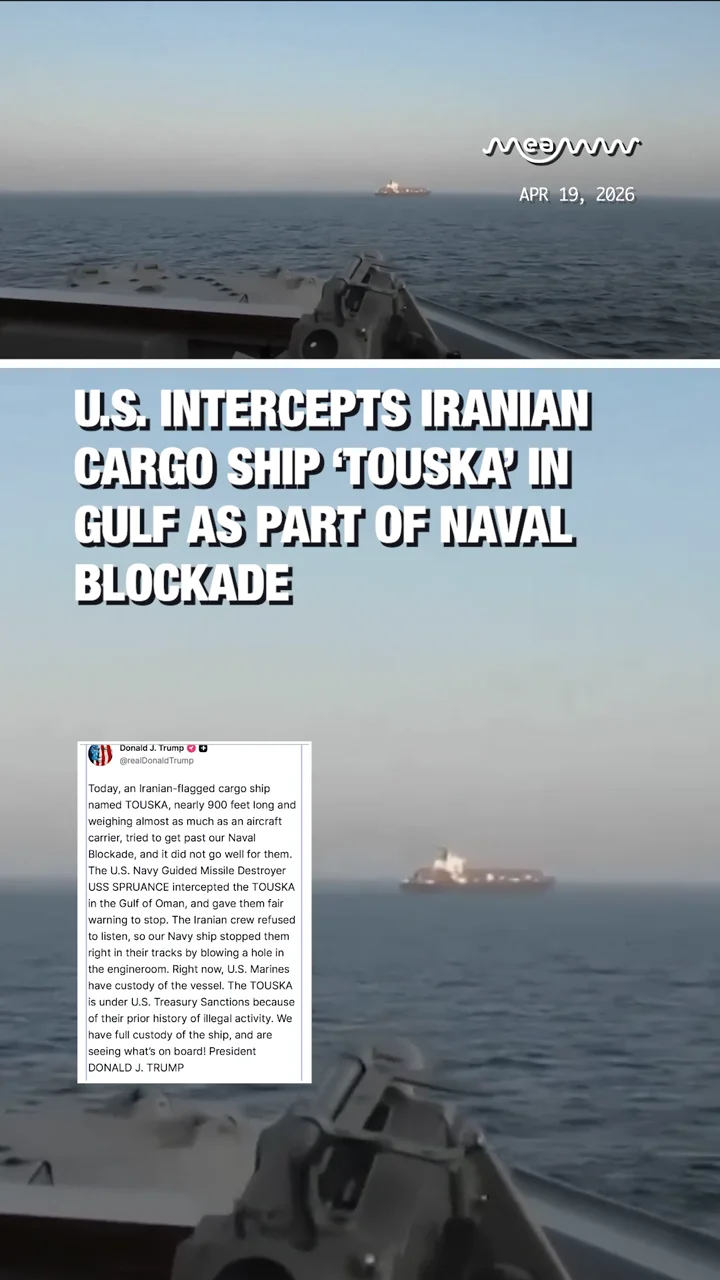 President Donald Trump announced that the U.S. Navy seized an Iranian-flagged vessel after it repeatedly ignored warnings from American forces.