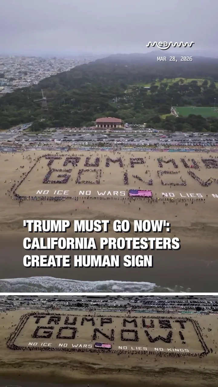 'Trump Must Go Now': California Protesters Create Human Sign