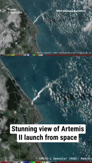 Stunning view of Artemis II launch from space