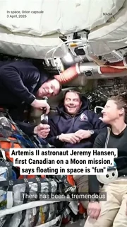 Artemis II astronaut Jeremy Hansen, first Canadian on a Moon mission, says floating in space is "fun"
