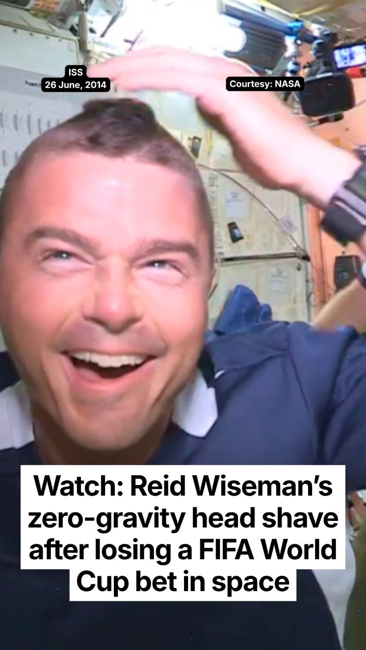 Watch: Reid Wiseman’s zero-gravity head shave after losing a FIFA World Cup bet in space