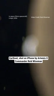 Earthset, shot on iPhone by Artemis II Commander Reid Wiseman