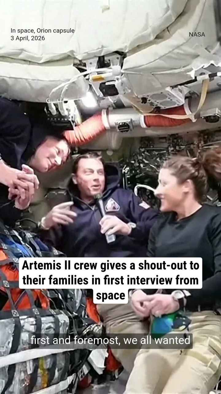 Artemis II crew gives a shout-out to their families in first interview from space