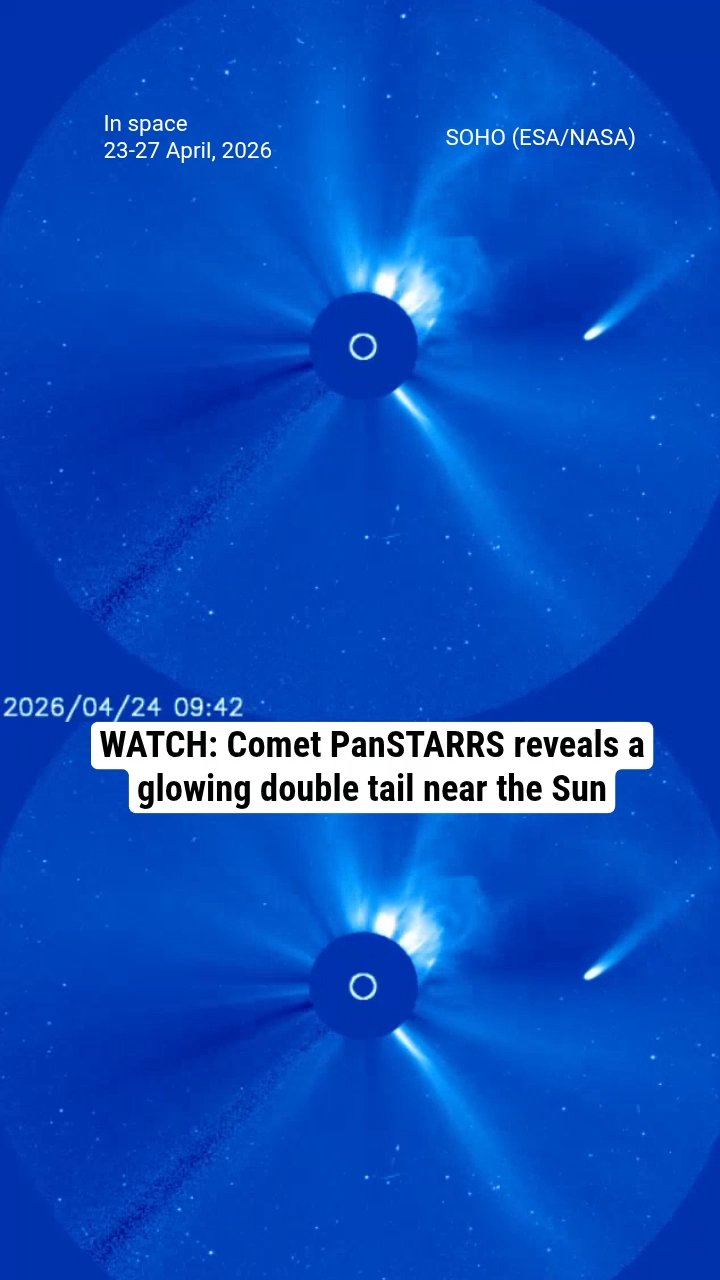WATCH: Comet PanSTARRS reveals a glowing double tail near the Sun