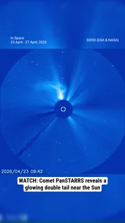 WATCH: Comet PanSTARRS reveals a glowing double tail near the Sun