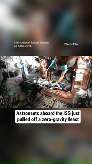 Astronauts aboard the ISS just pulled off a zero-gravity feast