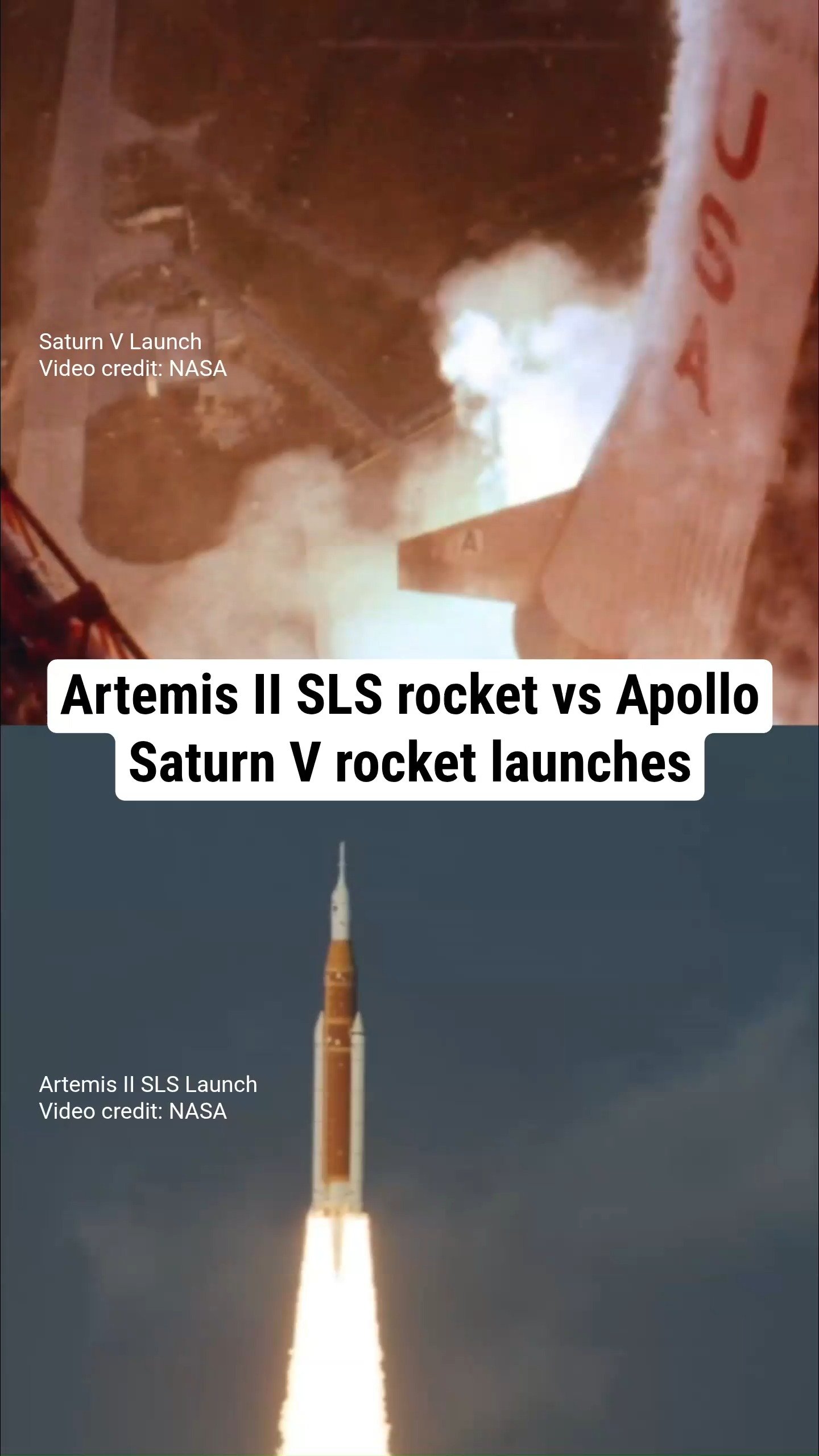 Artemis SLS rocket vs Apollo Saturn V rocket launches