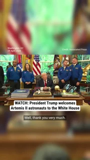 President Trump welcomes Artemis II astronauts to the White House