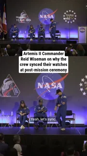 Artemis II Commander Reid Wiseman on why the crew synced their watches at post-mission ceremony