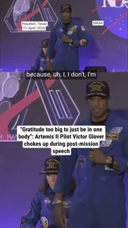 "Gratitude is too big to just be in one body": Artemis II Pilot Victor Glover chokes up during post-mission speech in Houston